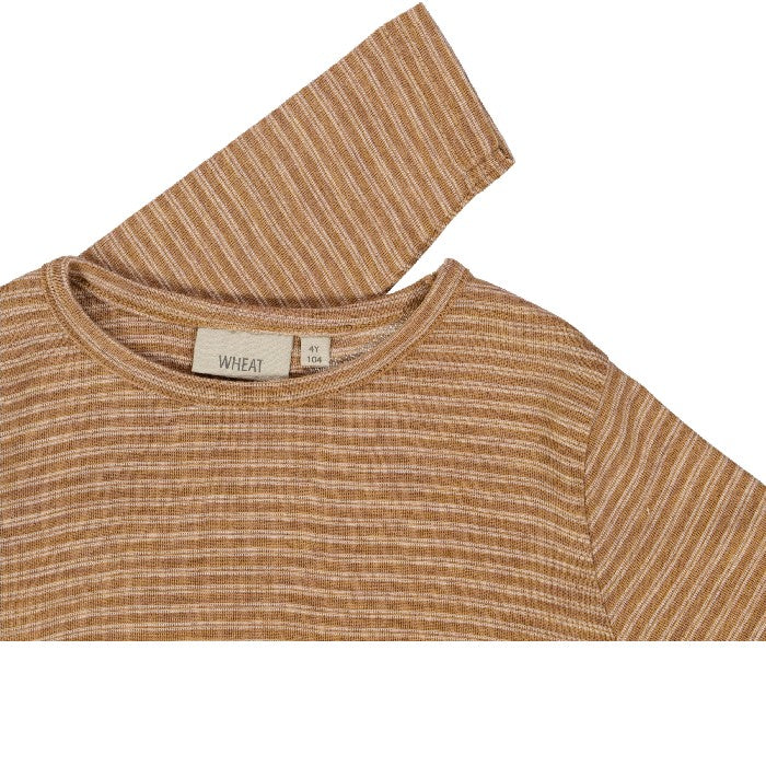 Products Wheat - Wool T-Shirt LS Clay Melange Wool Stripe