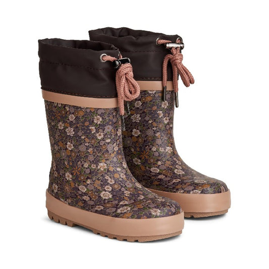 Wheat Thermo Rubber Boots Eggplant flowers